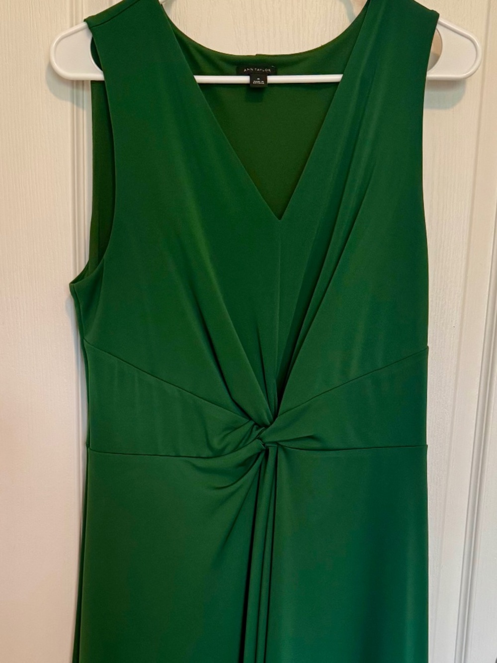 Ann Taylor Emerald Green Twist Front Matte Jersey Midi Dress 498182